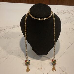 Vintage Acrylic Jeweled Lariat Necklace 80’s